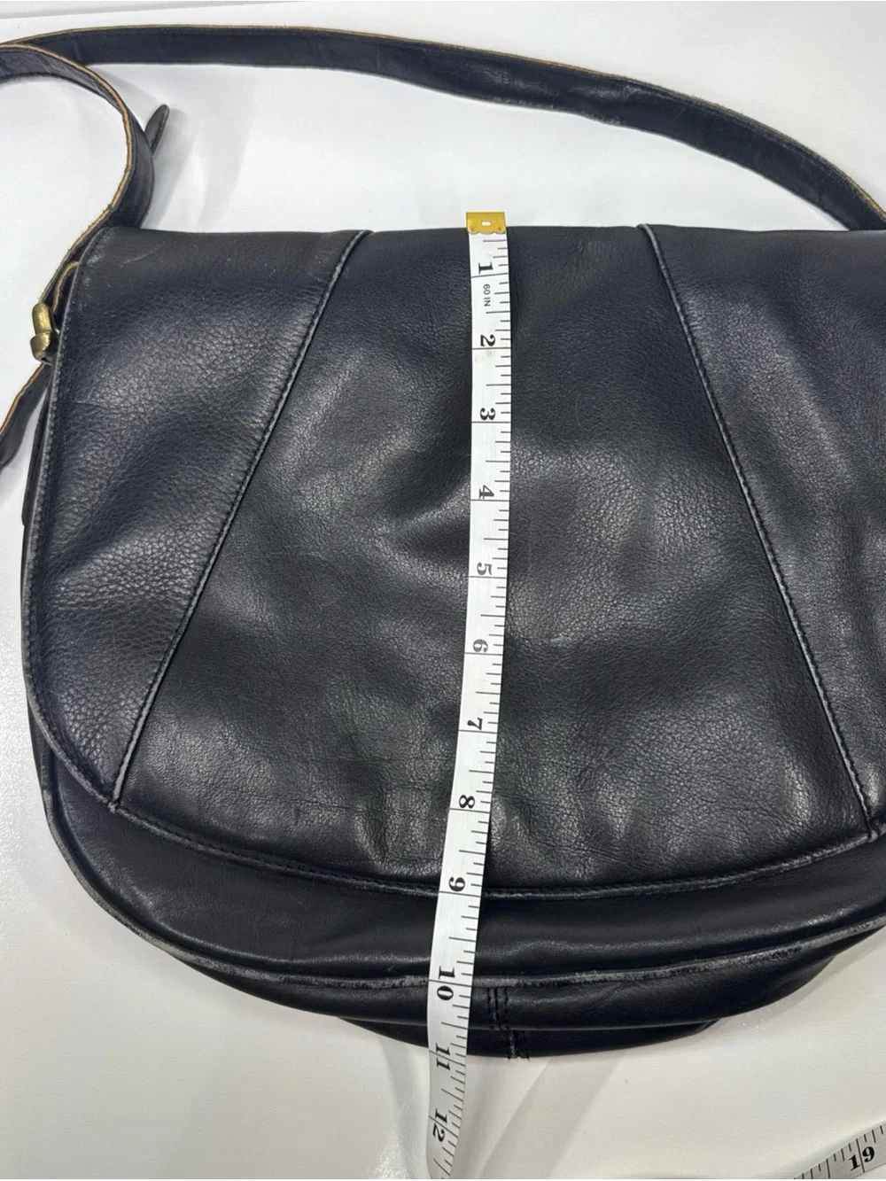 Classic Black Leather Crossbody Saddle Bag by The Bridge